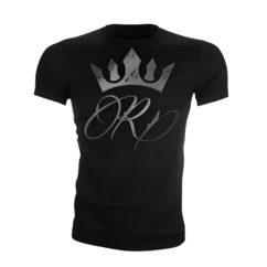 RP CROWN, BLACK T-SHIRT WITH BLACK LETTERING