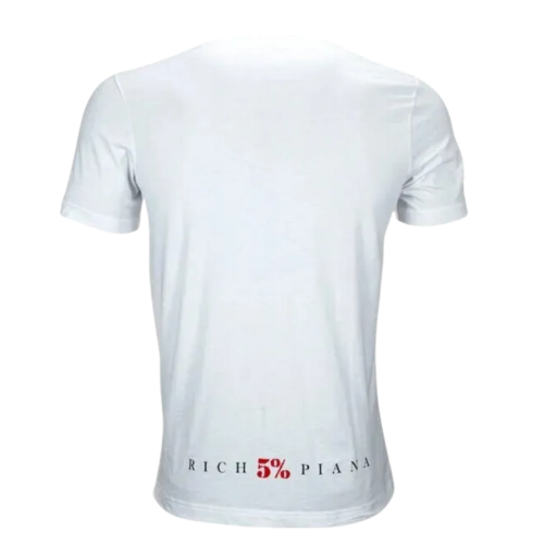 REPS FOR RICH, WHITE T-SHIRT WITH BLACK AND RED DESIGN