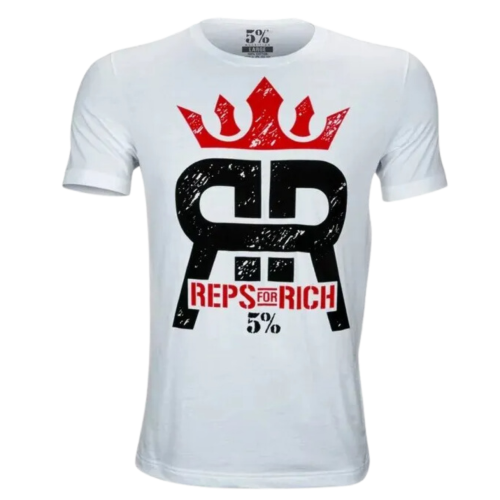 REPS FOR RICH, WHITE T-SHIRT WITH BLACK AND RED DESIGN - Velikost: M