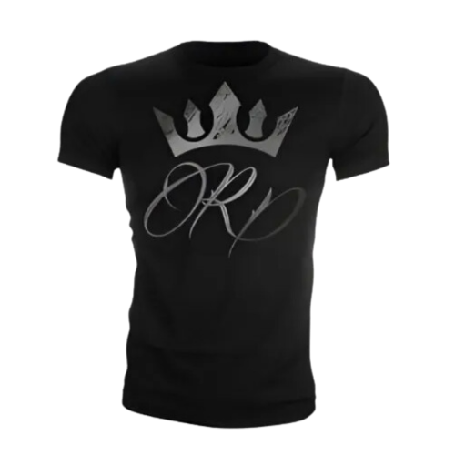 RP CROWN, BLACK T-SHIRT WITH BLACK LETTERING - Velikost: XXL