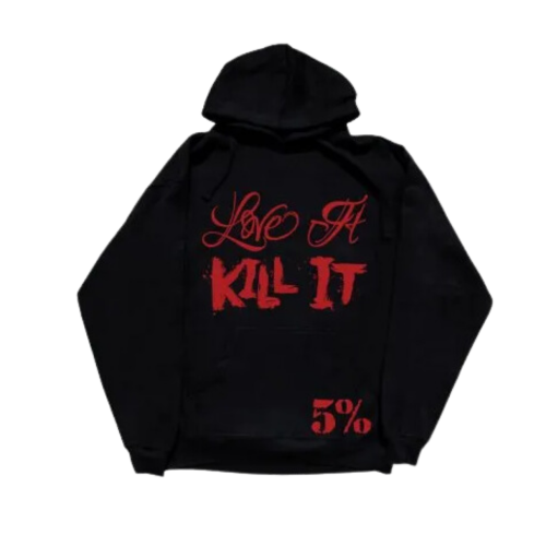 OG Černá mikina s červeným nápisem LOVE IT KILL IT - Velikost: L